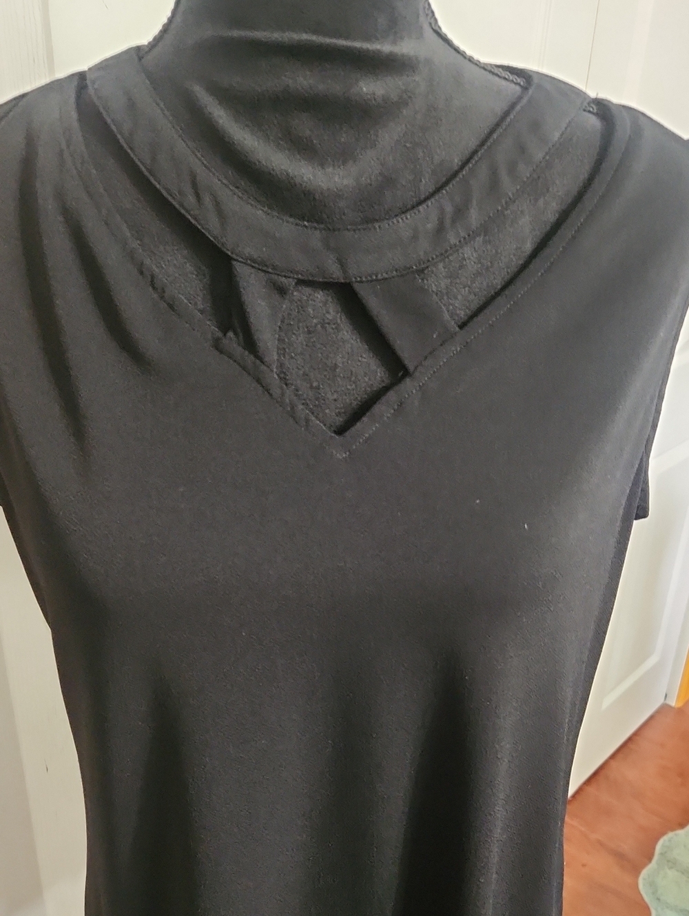 Women's Black Sleeveless Tank with V-Cut Neckline Detail